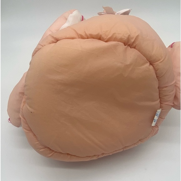 Vintage Pink Yellow Nylon Parachute Plush Bunny Easter Basket Puffalump Style - Picture 9 of 14